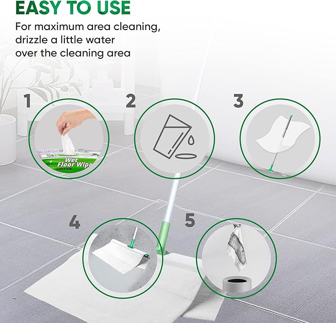 Yugi XXL Wet Floor Wipes For Squeegee Stick,Multi Surface Cleaning Wipes,Fresh Aroma Scent,Huge Disposable Wipes (27.5" x 15.7"),Extra Thick,(3 Packs- 30 wipes)