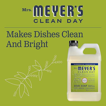 MRS. MEYER'S CLEAN DAY Liquid Dish Soap Refill, Biodegradable Formula, Lemon Verbena, 48 Fl Oz. (Pack of 3)