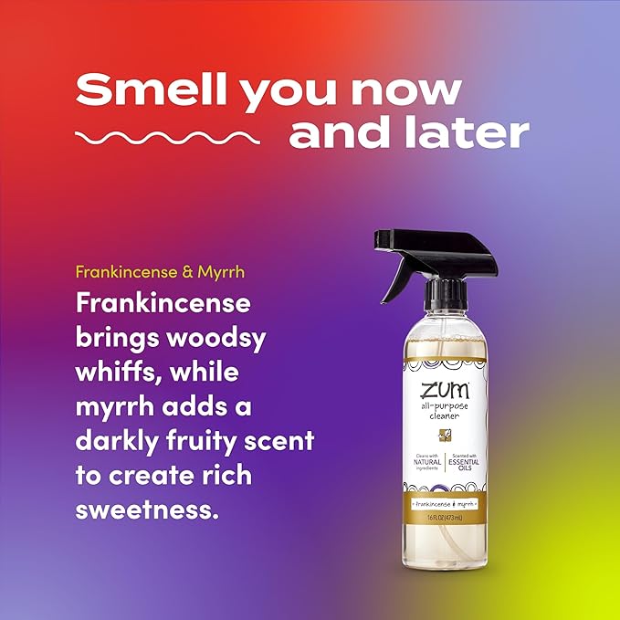 Zum by Indigo Wild All-Purpose Cleaner - Natural Multipurpose Cleaner Made with Essential Oils, Baking Soda & More - Frankincense & Myrrh, 16 fl oz