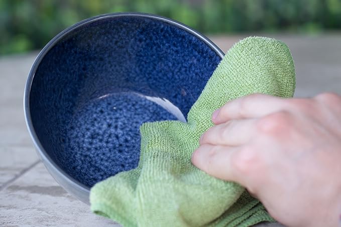 Greenery Collection Microfiber Cleaning Cloths, Attract Dust Like a Magnet, Green and Tan Duster Cloths, Pack of 20