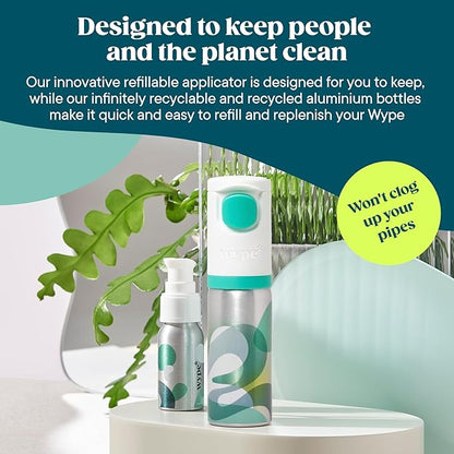Wype | Starter Kit & Mini Bundle | Toilet Paper Gel | Flushable Wet Wipes Alternative | Vacation Essentials | 1 x Applicator, 1 x Refill (3.4 fl oz) + 1 x Mini (1 fl oz)