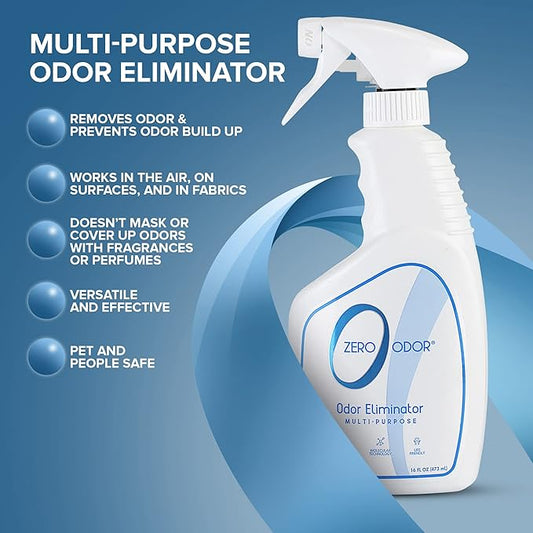 Zero Odor - Multi-Purpose Strong Odor Eliminator for Home, Office, Car, Bathroom, Hotel, Room Deodorizer, and Odor Neutralizer, 16oz