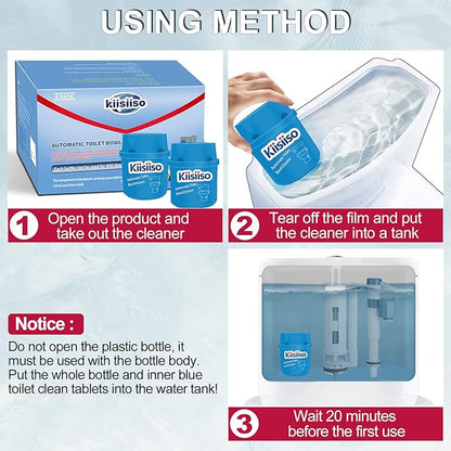 KIISIISO Toilet Bowl Cleaners 6 Bottles, Automatic Long-Lasting Toilet Bowl Cleaner Tablets in Bottle,for About 6 Months' Supply, Blue
