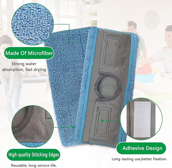 Diteje 3 Pack Washable Replacement Mop Pads Reusable Refill Compatible with Swiffer Sweeper,for All 9.8 to 10.3 Inch Flat Mops Wet Dry Use