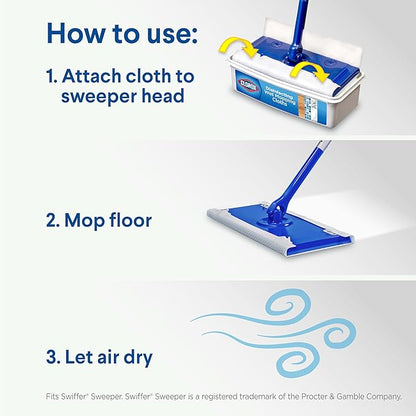 Clorox Disinfecting Wet Mop Pad, Disposable Mop Heads, Multi-Surface Floor Wipes, Rain Clean, 2 Packs, 24 Wet Refills Per Pack (Package May Vary)