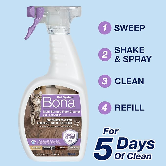 Bona Pet Spray Odor Eliminator, Dog Formulation, 32 fl oz, Safe for Carpeted Areas and Multi-Surface Floors
