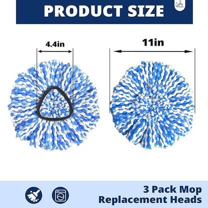 Spin Mop Replacement Head RinseClean 2-Tank System, 4 Pack Mop Head Replacement, Microfiber, Machine Washable, Easy to Replace and Deep Cleaning (NOT for 1-Tank System)