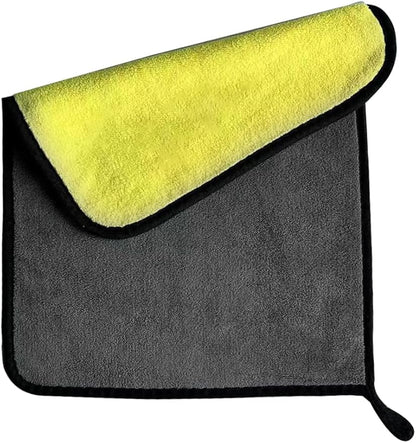 Microfiber Cleaning Cloth, Reusable and Lint-Free Cleaning Cloths for Car Wash, Detailing, Pet Drying, and Home Cleaning Supplies, Pack of 10 (10-Pack 11.8"" x 15.7""), Grey-yellow