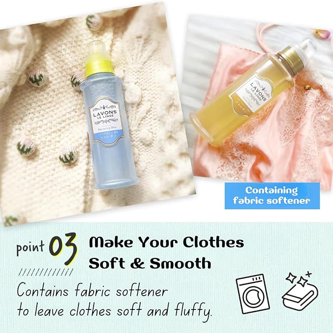 Natural Fabric Conditioner for Sensitive Skin, Plant-Based Laundry Softener for Baby & Pet, Reduces Fabric Wrinkles, Long-Lasting Scent & Odor Control from Japan, BLUE BLOOMING, 20.3 Fl Oz