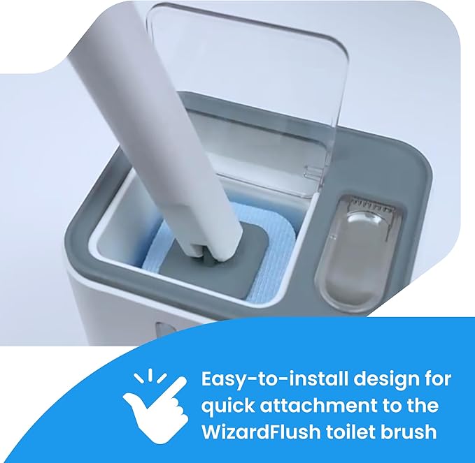WizardFlush Toilet Brush - Disposable Toilet Bowl Cleaner for Bathroom with 36 Disposable Brush Head Refills, Scrub Brush for Toilet - Space Saving for Storage - Deep Cleaning Wand - Easy to Assemble