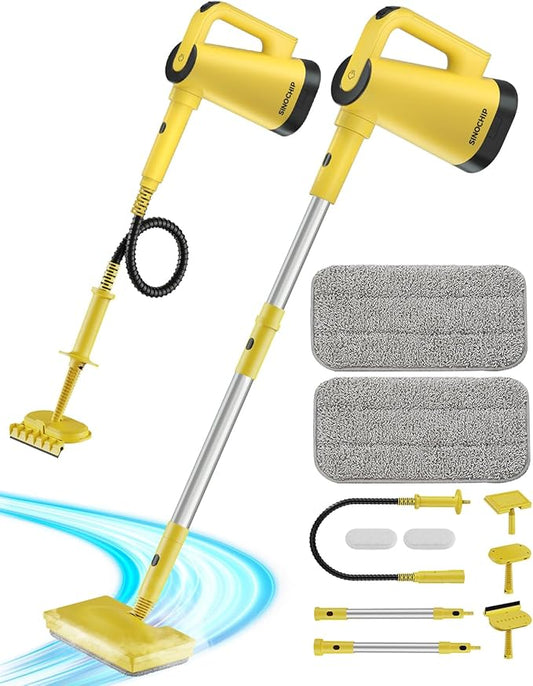 Steam Mops for Floor Cleaning, with 7-in-1 Attachments, 13OZ Water Tank, 23ft Power Cord, Detachable Handheld Steamer for Cleaning Hardwood, Tile, Glass, and Ironing