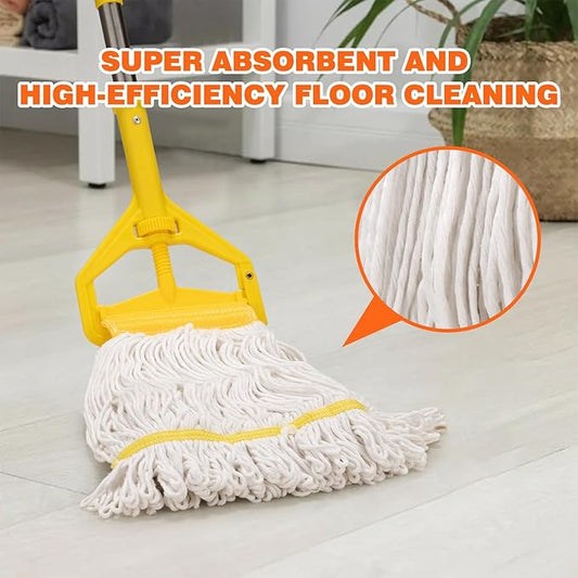 Professional Industrial Heavy Duty Mop with 48" Long Handle,Cotton Wet Commercial Mops for Floor Cleaning,Home,Kitchen,Office,Garage and Concrete Tile Floor