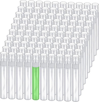 100 Pcs Mini Spray Bottle, 10ml Perfume Spray Bottles Plastic Refillable Mini Spray Bottles for Women, Travel Spray Bottle Fine Mist Atomizer for Perfume, Mini Perfume Refillable Bottle
