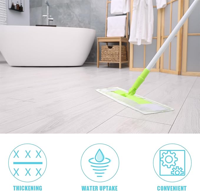 100 Pcs Upgraded Pet Heavy Duty Mop Pads Compatible with Swiffer Mop Refills Multi Surface Dry Cloths Washable Sweeper Flat Mop Pads for Floor Sweeping and Cleaning (White)
