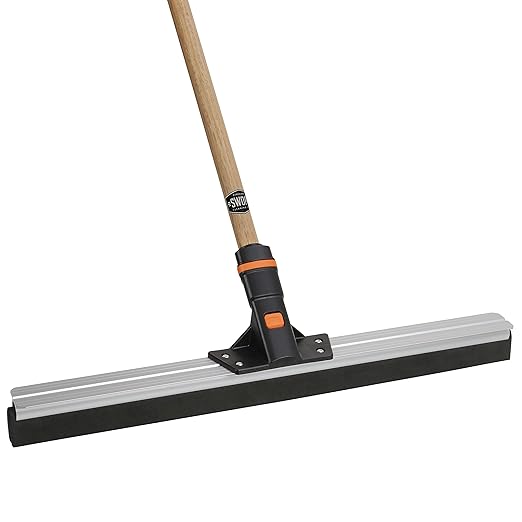 SWOPT 24” Floor Squeegee, 24” Multi-Surface Push Broom + 60" EVA Foam Comfort Grip Wooden Handle, Combo — 2 Cleaning Heads with Long Handle Interchangeable with SWOPT Cleaning Heads