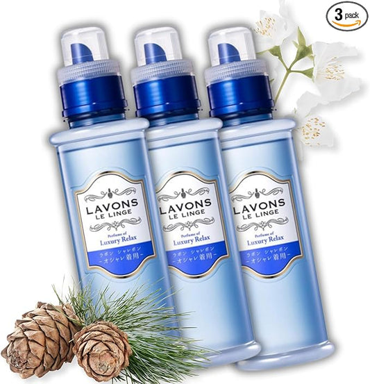 Natural Laundry Detergent Liquid for Kids, Organic Washing Detergent with Plant Extracts for Sensitive Skin, Made in Japan, LUXURY RELAX, 16.9 Fl Oz, 3EA