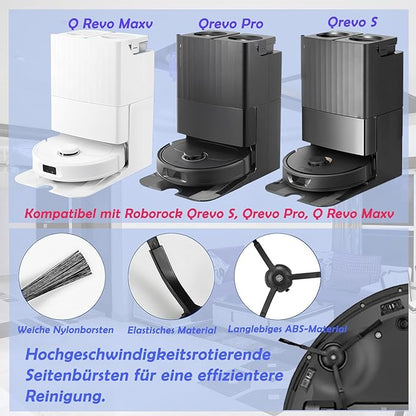 20Pcs Accessories Replacement Parts for Q Revo S, Qevo Pro, Qrevo MaxV [Not for Q Revo] Robot Vacuum, 2 Main Brush, 4 Mop Pads, 6 Dust Bag, 2 HEPA Filter, 4 Side Brushes, 1 Cleaning Tool