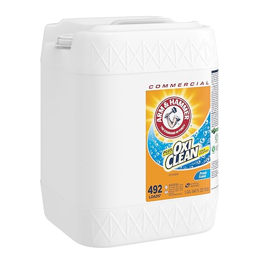 Arm & Hammer plus OxiClean Liquid Laundry Detergent Professional, Fresh Scent, 5G Jug, 492 Loads