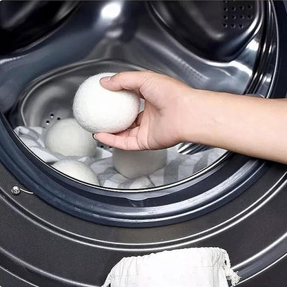 6pcs Wool Dryer Balls, Reusable Wool Laundry Balls Natural Fabric Softener Pet Hair Remover for Laundry for Speeding Up Dry Time