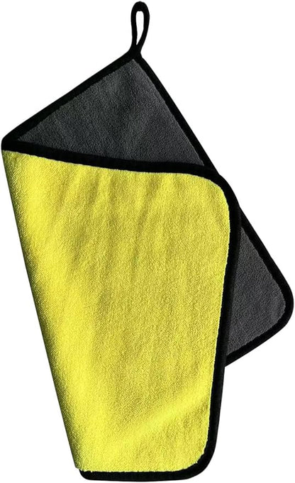 Microfiber Cleaning Cloth, Reusable and Lint-Free Cleaning Cloths for Car Wash, Detailing, Pet Drying, and Home Cleaning Supplies, Pack of 10 (10-Pack 11.8"" x 15.7""), Grey-yellow