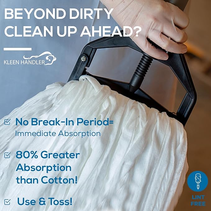 KLEEN HANDLER Disposable Industrial Mop Head Replacement, Non-Woven Cut End Floor Cleaning Wet Mop Head Refill (Pack of 3)