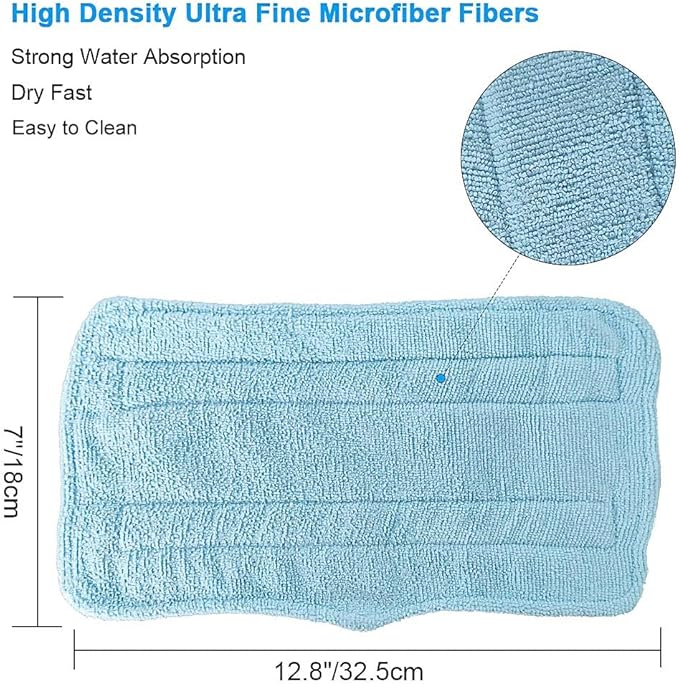 Fushing 7Pcs Steam Mop Pads, Washable Microfiber Cleaning Steamer Replacement Pads for Shark Steam & Spray Mop S3101 S3251 SK460 SK410 S3101n2 S3250 SK435CO SK140 SK141,Blue