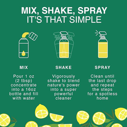 Good Natured Brand All-Purpose Cleaner Concentrate | Multi-Surface Cleaner | Natural Lemon Essential Oil | Multipurpose Cleaner Concentrate All Surfaces | Lemon Love | 8oz makes 128oz