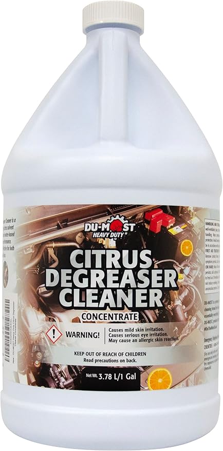 DU-MOST Heavy Duty Citrus Degreaser Cleaner Concentrate, Biodegradable, Clean & Remove Grease, Grime, Oil, Tar, Ink, Rubber Mark, Food Soil, 1 Gallon