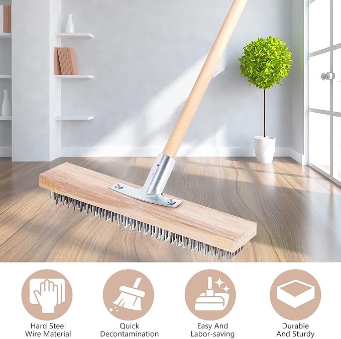 Steel Brooms, 2PCS 11.8" Wire Broom Brush with Robust Metal Holder, Wire Broom Head with Socket for Wooden Handle, Metal Broom Garden Broom for Household Kitchen Catering Commercial-Silver