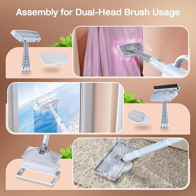 ScrubWiz Steam Mop Cleaner with Detachable Handheld Steamer, 12-in-1 Multi-purpose Accessories, Washable Microfiber Pads, 350ml and 2 Adjustable Levels for Cleaning Floor, Carpet, Tiles, and Grout