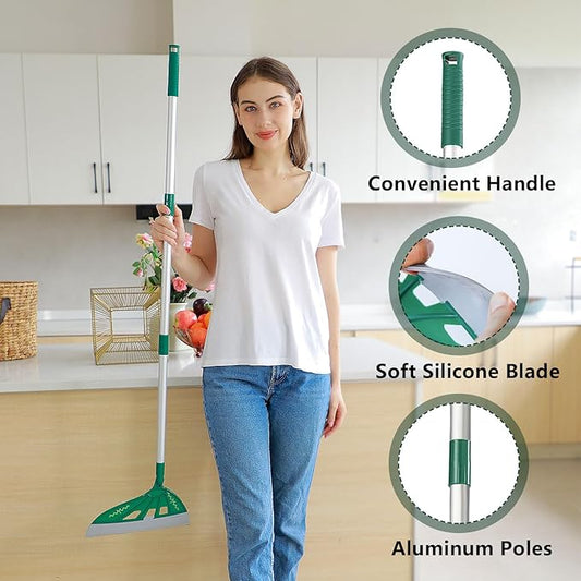 Magic Broom Sweeper, Multifunction Silicone Broom, Household Floor Squeegee for Cleaning, Bathroom, Pet Hair, Dog Broom Brush Set Green