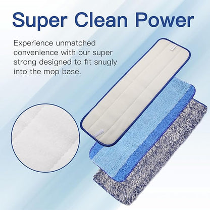 6 Pack Mop Pads Replacement Compatible with Bona Mop Washable Reusable Microfiber Cleaning Pad Hardwood Floor Cleaner Multi-Surface Cleaner Refill 3 Deep Cleaning Pad++3 Microfiber Dusting Pad System