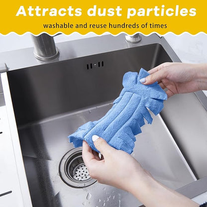 Zubebe 6 Pcs Heavy Duty Duster Refill Reusable Fleece Duster Refills Multi Surface Washable Cleaning Pads for Home, Blinds, Fans, Corners, Furniture (SkyBlue,Yellow,White)