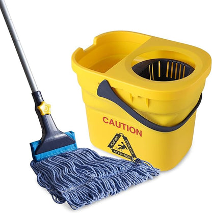 Yocada Looped-End String Wet Mop Heavy Duty Cotton Mop Commercial Industrial Grade Telescopic Iron Pole Jaw Clamp Floor Cleaning 55.1 inch