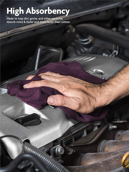 Fantasticlean Microfiber Cleaning Cloth Roll -75 Pack, Tear Away Microfiber Towels, 12" x 12", Reusable, Washable, Scratch Free, Ultra Absorbent Dish Rags for Car, Home, Garage or Shop (Dark Purple)