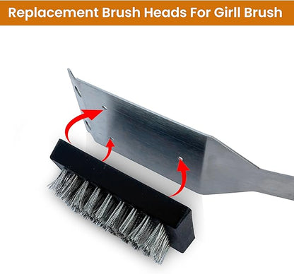Wire Grill Brush & Scraper Replacement Head – Bristle Refill for BBQ Cleaning – No Scratch Cleaning for Any Grill– Heavy-Duty Barbecue Tool – Pack of 1
