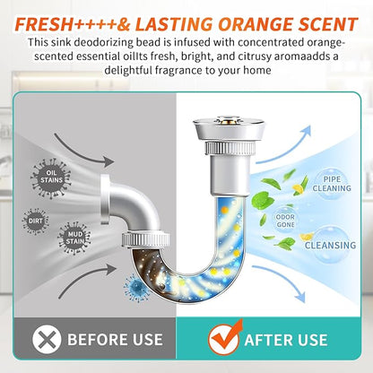 50 Count Garbage Disposal Cleaner and Deodorizer – Sink Odor Eliminator, New Powerful XL Sink Drain Freshener Pods | Dissolves Grease, Eliminates Odors, Orange Zest Scent (Orange)