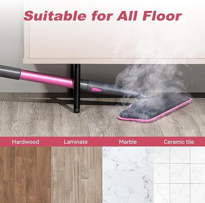 8 Pack Steam Mop Pads Compatible with Schenley Steam Mop Cleaner and Dupray Neat Steam Cleaner - Washable Reusable Wet & Dry Cleaning - Microfiber Mop Pad Refill for Multi-Surface Floor (Pink)