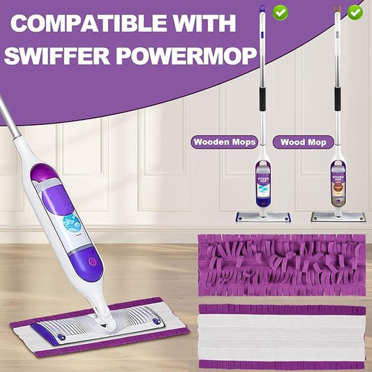 12 Pack Purple PowerMop Refills Pads for Swiffer PowerMop Multi-Surface Mops and PowerMop Wood Mops，Reusable Microfiber Mop Pads Replacement，Washable Mop Pads…