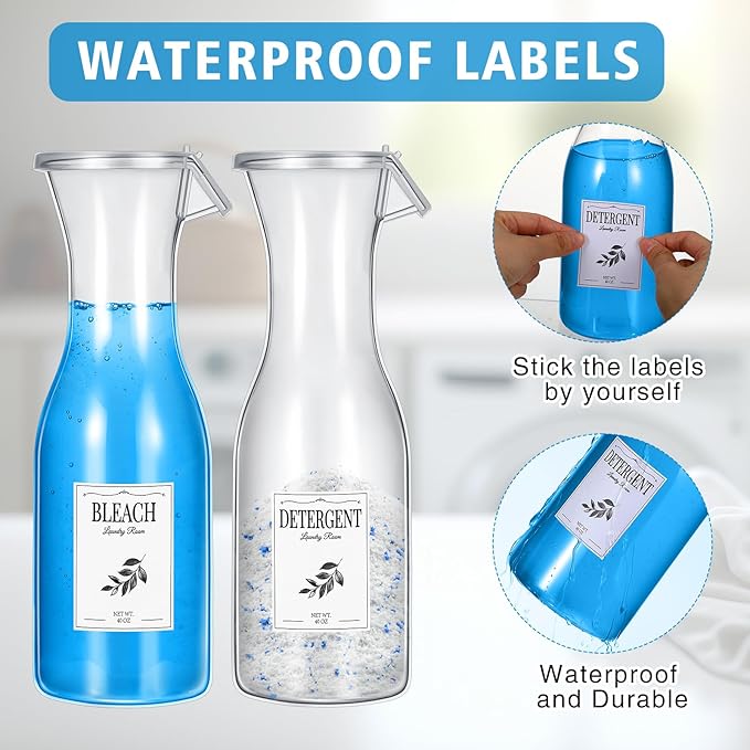 Layhit Laundry Detergent Dispenser 40oz Fabric Softener Dispenser, Liquid Laundry Detergent Container, Laundry Detergent Organizer for Laundry Room Organization with 3 Labels, 3 Pack (White)