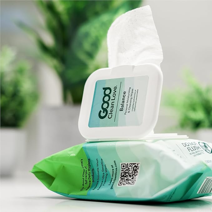 Good Clean Love Balance pH-Balanced Feminine Wipes, Supports Vaginal Health Naturally & Reduces Odor, Non-Irritating Moisturizing & Cleansing Hygiene Product Made with Organic Aloe, (60 Count)