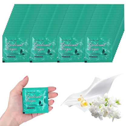 200 Pcs Deodorant Wipes Individually Wrapped Mini Deodorant Travel Size Wet Armpit Wipes Travel Deodorants Bulk for Homeless Women Men Personal Cleansing Wipe Butt Hands Face Underarm Sports(Jasmine)