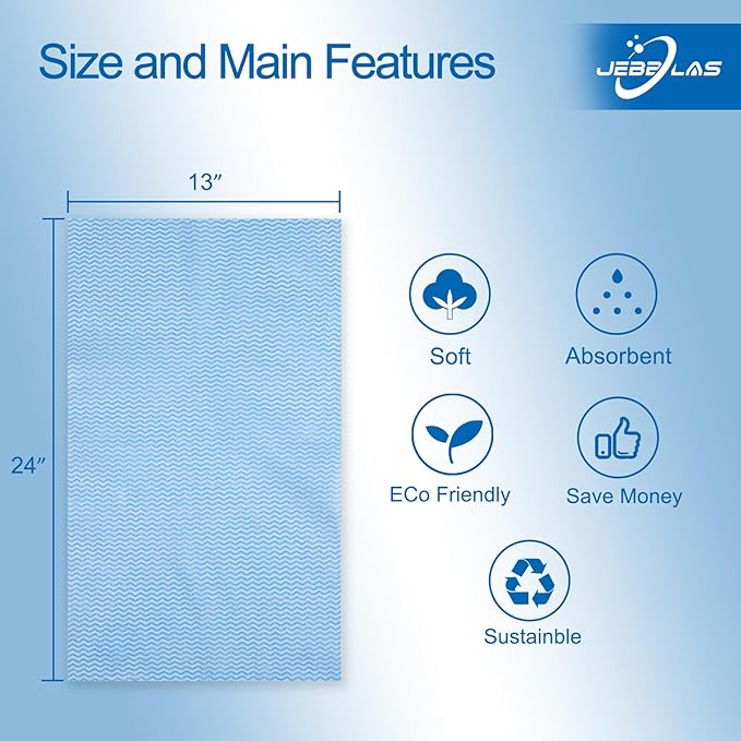 JEBBLAS Cleaning Towels - Reusable Dish Cloths, Absorbent Wipes, Dry Quickly - 60 Sheets, 5 Colors