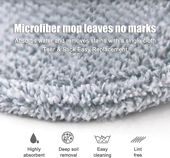 Spin Mop and Bucket Set with Self Separation System 360° Spinning Self-Wringing, Square Clean Mop and Bucket with Wringer-with Replaceable Mop (Light Grey Mop and Bucket Set 2pads)