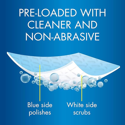 Glisten Cooktop and Kitchen Cleaning Pads for Glass, Gas Ranges, Ovens, Microwaves, and More, Dissolves Grease and Baked on Foods, Lemon Scent, 24 Large Pads or 48 Small Pads