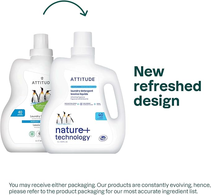 ATTITUDE Liquid Laundry Detergent, EWG Verified Laundry Soap, HE Compatible, Vegan and Plant Based Products, Cruelty-Free, Wildflowers, 40 Loads, 67.6 Fl Oz