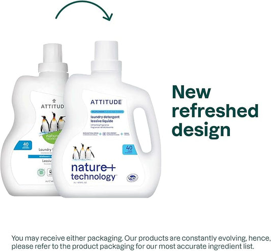 ATTITUDE Liquid Laundry Detergent, EWG Verified Laundry Soap, HE Compatible, Vegan and Plant Based Products, Cruelty-Free, Wildflowers, 40 Loads, 67.6 Fl Oz