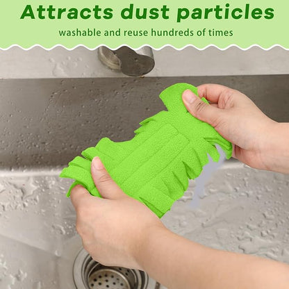 Zubebe 6 Pcs Heavy Duty Duster Refill Reusable Fleece Duster Refills Multi Surface Washable Cleaning Pads for Home, Blinds, Fans, Corners, Furniture (Olive Green)