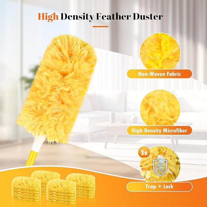 20 Count 360 Duster Pads for Swiffer Duster Handle, Multisurface Heavy Duty Replacements Refills with 1 Handle, Disposable Pad for Cleaning