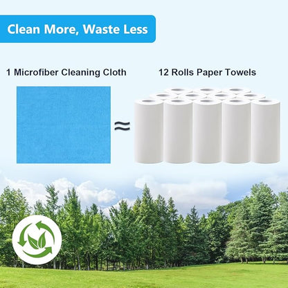 Microfiber Cleaning Cloth, 100 Pack Cleaning Rags, Lint-Free, Ultra Absorbent Reusable Paper Towels for Home, Kitchen, Car, Garage or Shop, Dish Rags, 11" x 9", Blue